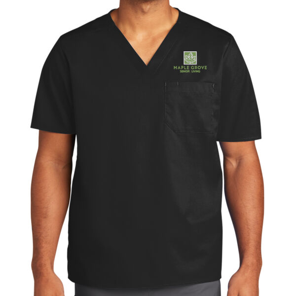 MG - Unisex WorkFlex Chest Pocket V Neck Top Thumbnail