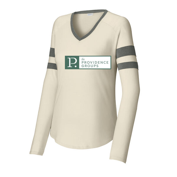 PG - Ladies Halftime Stripe Long Sleeve V Neck Tee Thumbnail