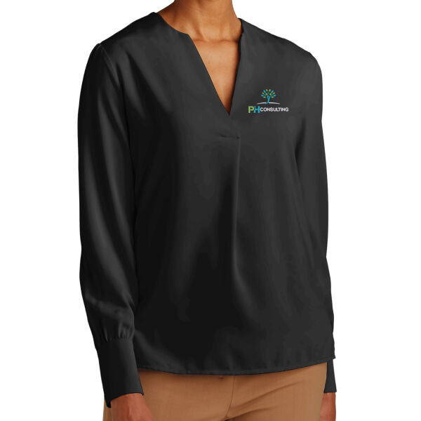 PHC - Women's Open Neck Satin Blouse Thumbnail