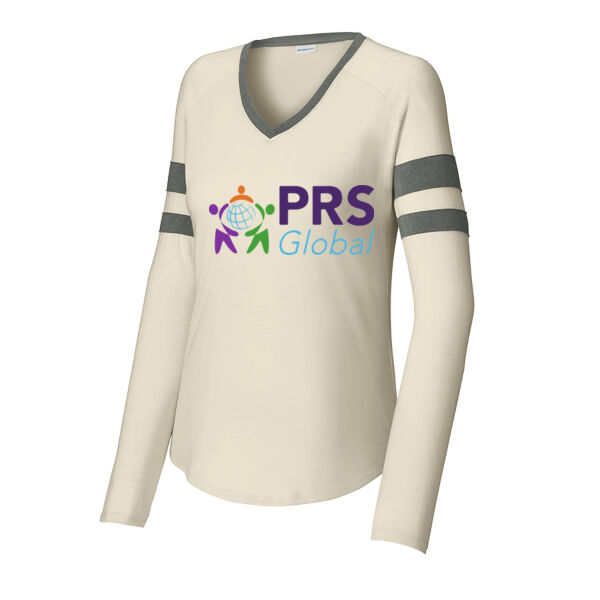 PRS - Ladies Halftime Stripe Long Sleeve V Neck Tee Thumbnail